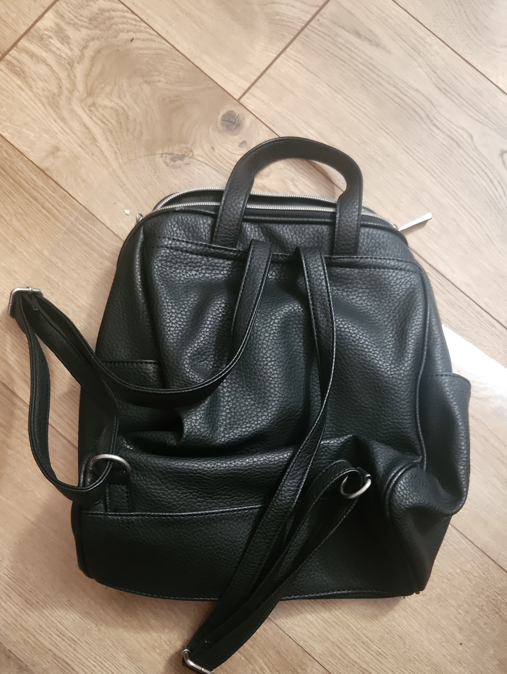 Relic Black Pebbled Faux-Leather Backpack with Silver Zippers - Picture 3 of 7